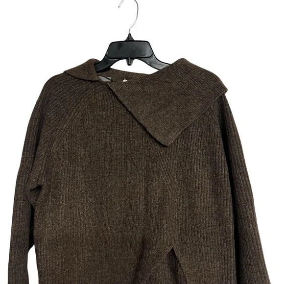 New Le Lis Ribbed Asymmetrical Long Sleeve Sweater in Brown - Picture 3 of 7